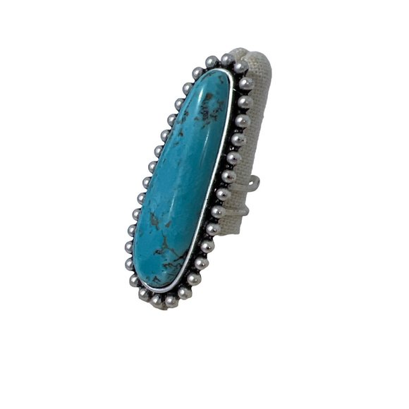 Faux Turquoise Navajo Adjustable Ring Womens Southwestern Boho NEW - Picture 1 of 3